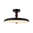 Load image into Gallery viewer, Farmhouze Light-Vintage Round Pleated Dimmable LED Black Semi Flush Mount-Ceiling Light-Black-
