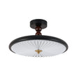 Load image into Gallery viewer, Farmhouze Light-Vintage Round Pleated Dimmable LED Black Semi Flush Mount-Ceiling Light-Black-
