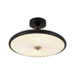 Load image into Gallery viewer, Farmhouze Light-Vintage Round Pleated Dimmable LED Black Semi Flush Mount-Ceiling Light-Black-
