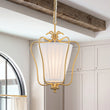 Load image into Gallery viewer, Farmhouze Light-Vintage Single White Fabric Brass Curved Metal Lantern Pendant-Chandelier-Brass-
