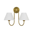 Load image into Gallery viewer, Farmhouze Light-Vintage White Fabric Shade 2-Light Vanity Wall Sconce-Wall Sconce-Brass-
