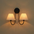 Load image into Gallery viewer, Farmhouze Light-Vintage White Fabric Shade 2-Light Vanity Wall Sconce-Wall Sconce-Brass-
