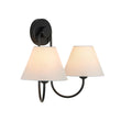 Load image into Gallery viewer, Farmhouze Light-Vintage White Fabric Shade 2-Light Vanity Wall Sconce-Wall Sconce-Brass-
