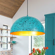 Load image into Gallery viewer, Farmhouze Light - Vitange Luxe Turquoise Patina Iron Oversized Dome Pendant - Chandelier - 23.6 in - 
