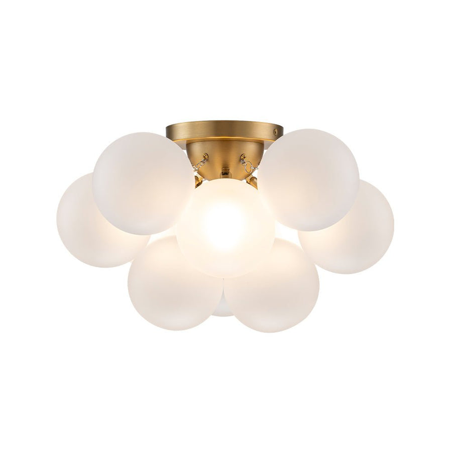 Farmhouze Light - White Glass Globe Cluster Bubble Semi - Flush Mount - Ceiling Light - Brass - 