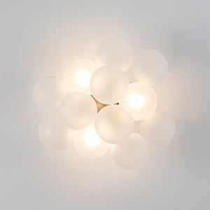 Farmhouze Light - White Glass Globe Cluster Bubble Semi - Flush Mount - Ceiling Light - Brass - 