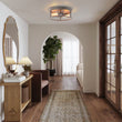 Load image into Gallery viewer, Farmhouze Light - Whitewashed Brown Wood Grain Drum Flush Mount Light - Ceiling Light - 11.8 in - 
