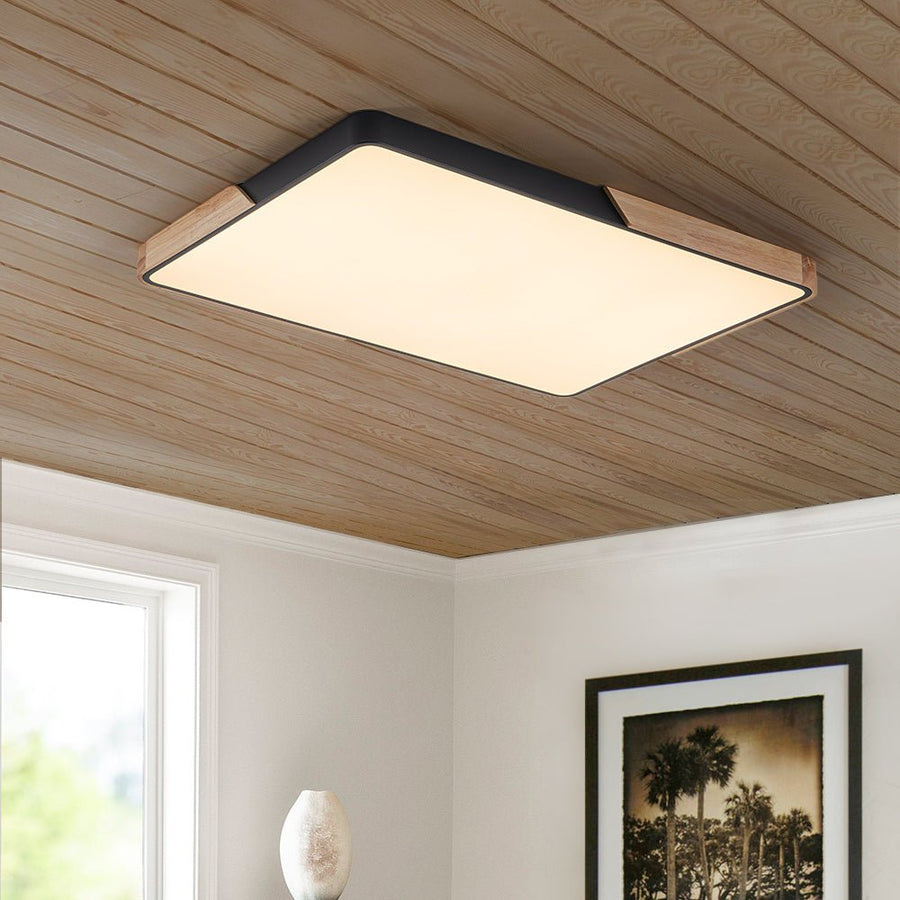 Farmhouze Light - Wood Rectangle LED Ceiling Light - Ceiling Light - Black (Back - Order) - 