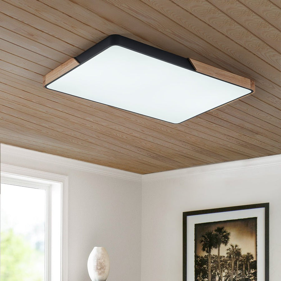 Farmhouze Light - Wood Rectangle LED Ceiling Light - Ceiling Light - Black (Back - Order) - 