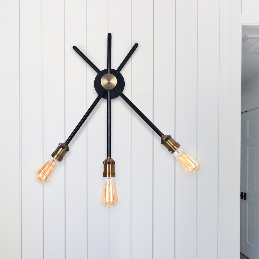 Farmhouse 3-Light Black Wall Sconce