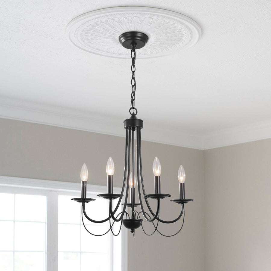 5 Light Candle Black Metal Chandelier