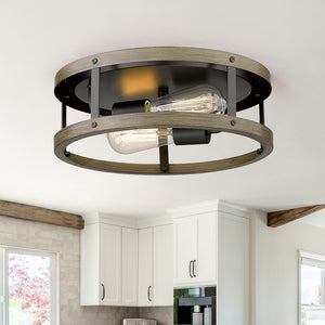 Farmhouse Drum Flush Mount Light