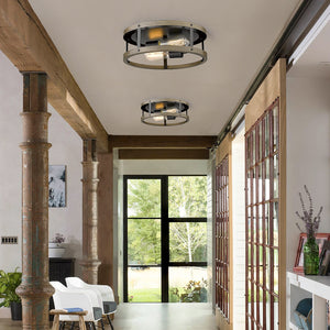 Farmhouse Drum Flush Mount Light