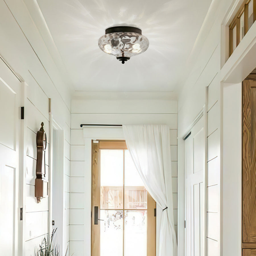 Farmhouse Glass Flush Mount Ceiling Light