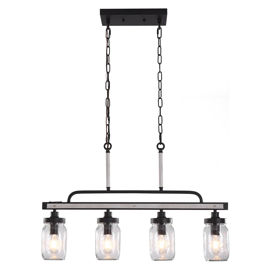 Farmhouse Glass Mason Jar Linear Pendant Light