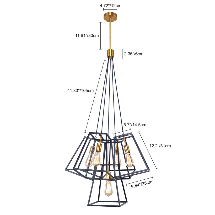 Farmhouse Industrial Frame Cluster Ceiling Pendant