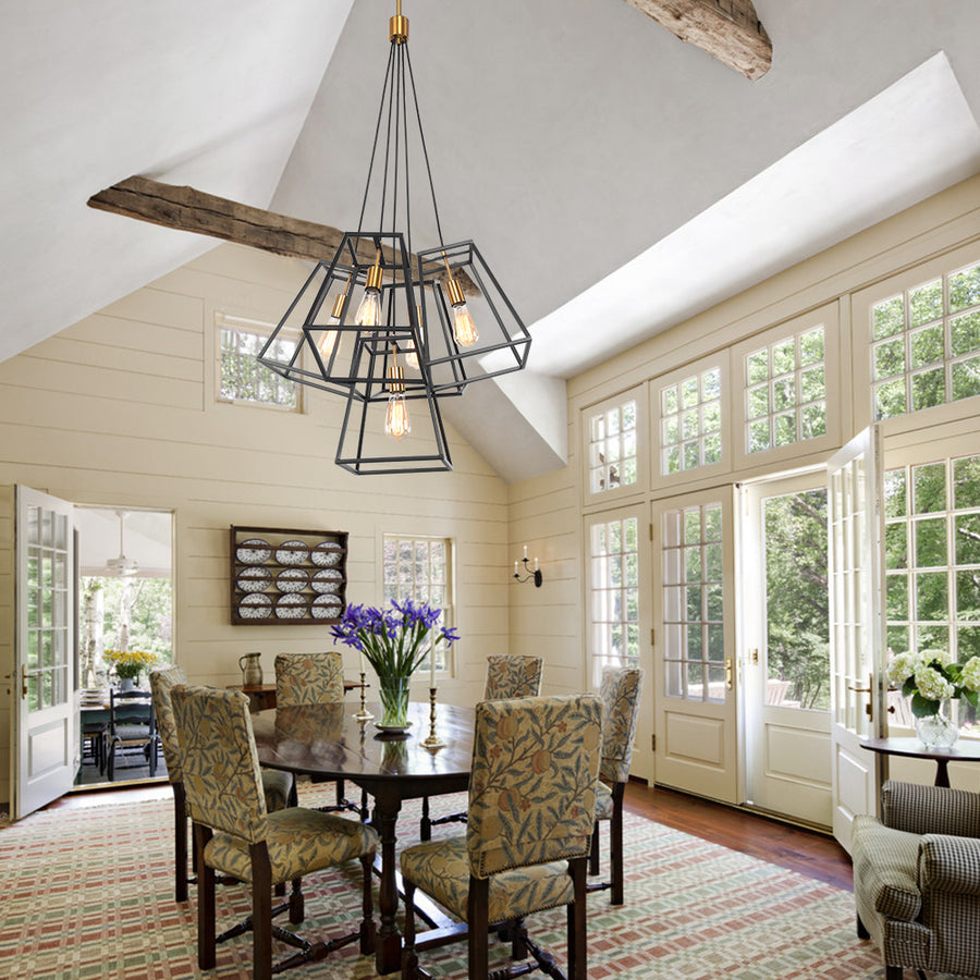 Farmhouse Industrial Frame Cluster Ceiling Pendant