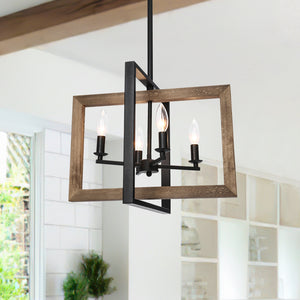 Farmhouse Kitchen Island Geometric Rectangle Pendant Light