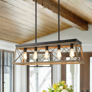 Farmhouse Rectangular Cage Kitchen Chandelier