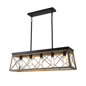 Farmhouse Rectangular Cage Kitchen Chandelier