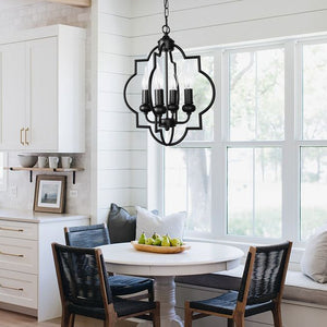 Farmhouse Rustic 4-Light Lantern Pendant Lighting