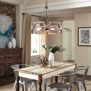 Rustic Wood Drum Pendant Light