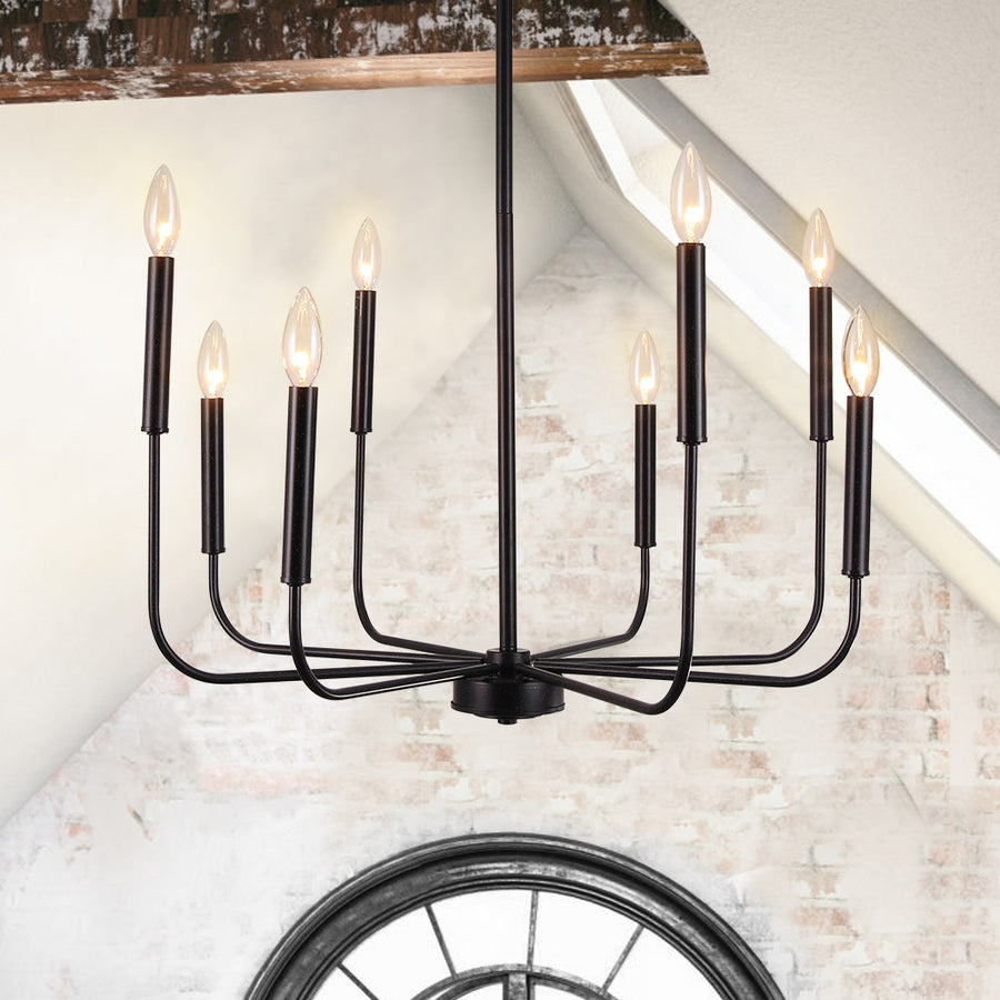 Industrial 8-Light Simple Metal Chandelier