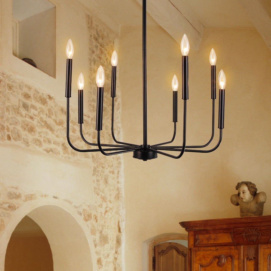 Industrial 8-Light Simple Metal Chandelier