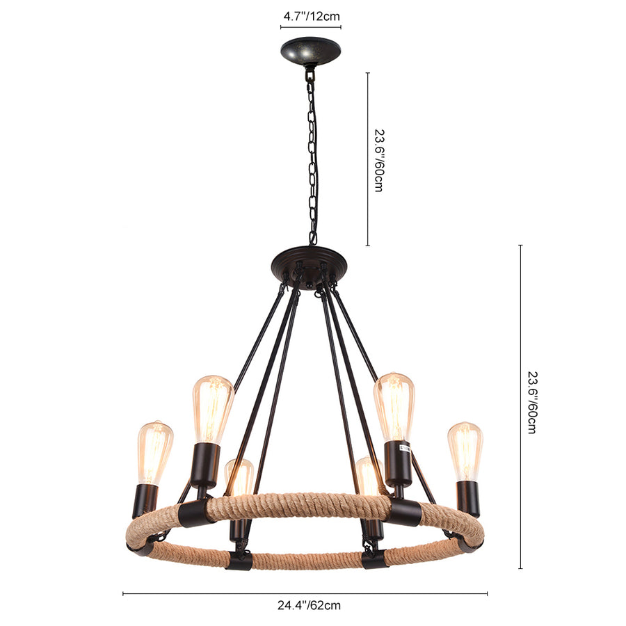 Industrial Retro Hemp Rope Pendant Light