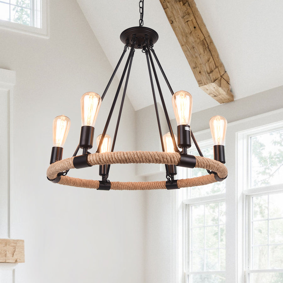 Industrial Retro Hemp Rope Pendant Light