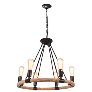 Industrial Retro Hemp Rope Pendant Light