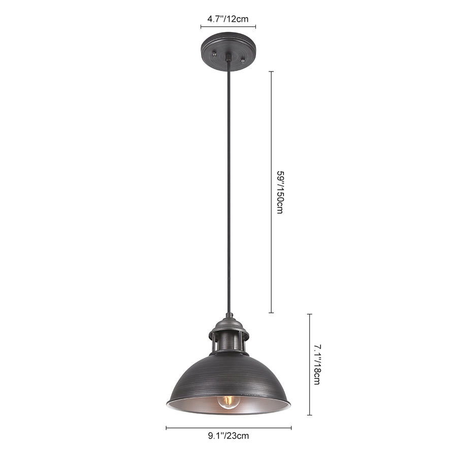 Industrial Retro Pot Lid Dome Pendant Light