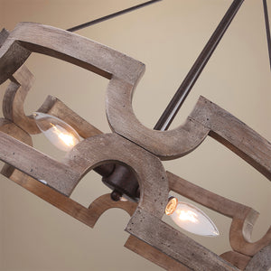 Rustic Wood Drum Pendant Light