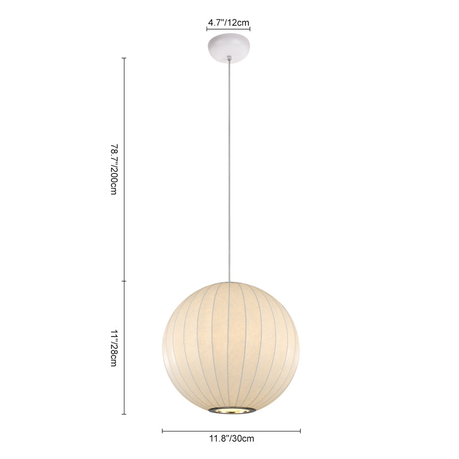 White Fabric Lantern Pendant Light