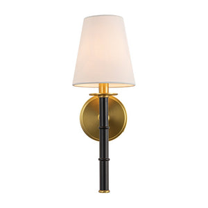 Farmhouze Light-1-Arm Aged Brass Linen Cone Shade Wall Sconce-Wall Sconce-1-Light-