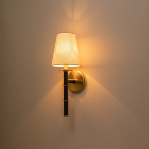 Farmhouze Light-1-Arm Aged Brass Linen Cone Shade Wall Sconce-Wall Sconce-1-Light-