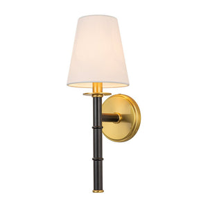 Farmhouze Light-1-Arm Aged Brass Linen Cone Shade Wall Sconce-Wall Sconce-1-Light-