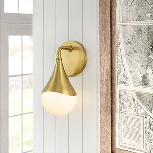 Farmhouze Light-1-Light Antique Brass Opal Glass Globe Wall Sconce-Wall Sconce-1-Light-Brass