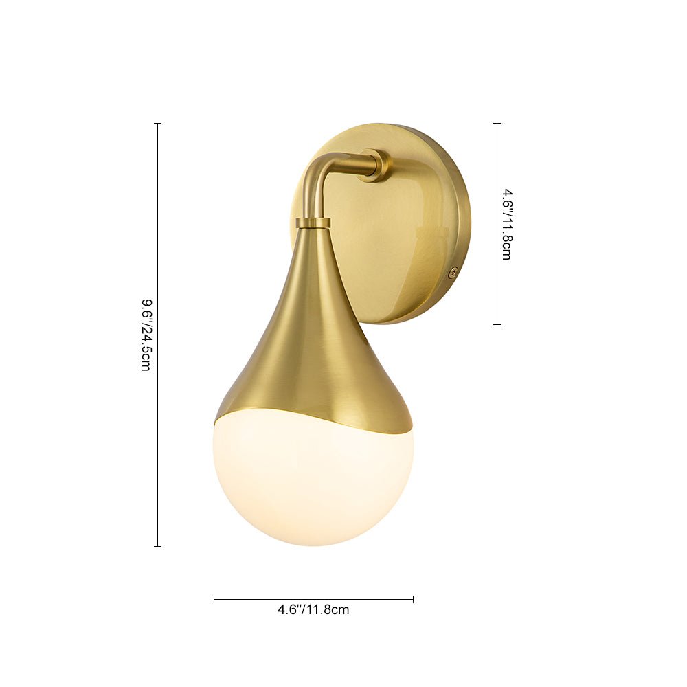 Farmhouze Light-1-Light Antique Brass Opal Glass Globe Wall Sconce-Wall Sconce-1-Light-Brass