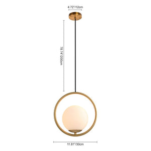 Farmhouze Light-1-Light Gold Circle Opal Glass Globe Pendant Light-Pendant-S-