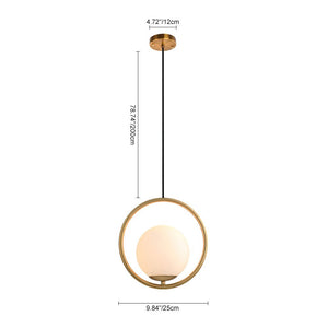 Farmhouze Light-1-Light Gold Circle Opal Glass Globe Pendant Light-Pendant-S-