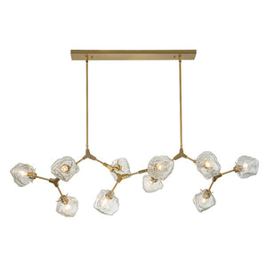 Farmhouze Light-10-Light Glass Ice Brass Branching Kitchen Island Pendant-Chandelier-10-Light-Brass (Pre-Order)