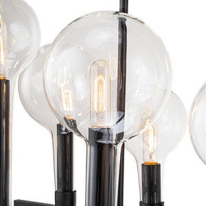 Farmhouze Light-10-Light Glass Tapered Long Globe Island Chandelier-Chandelier-Black-10-Light