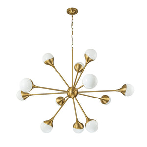 Farmhouze Light-12-Light Mid-century Brass Sphere Sputnik Chandelier-Chandelier-Brass-