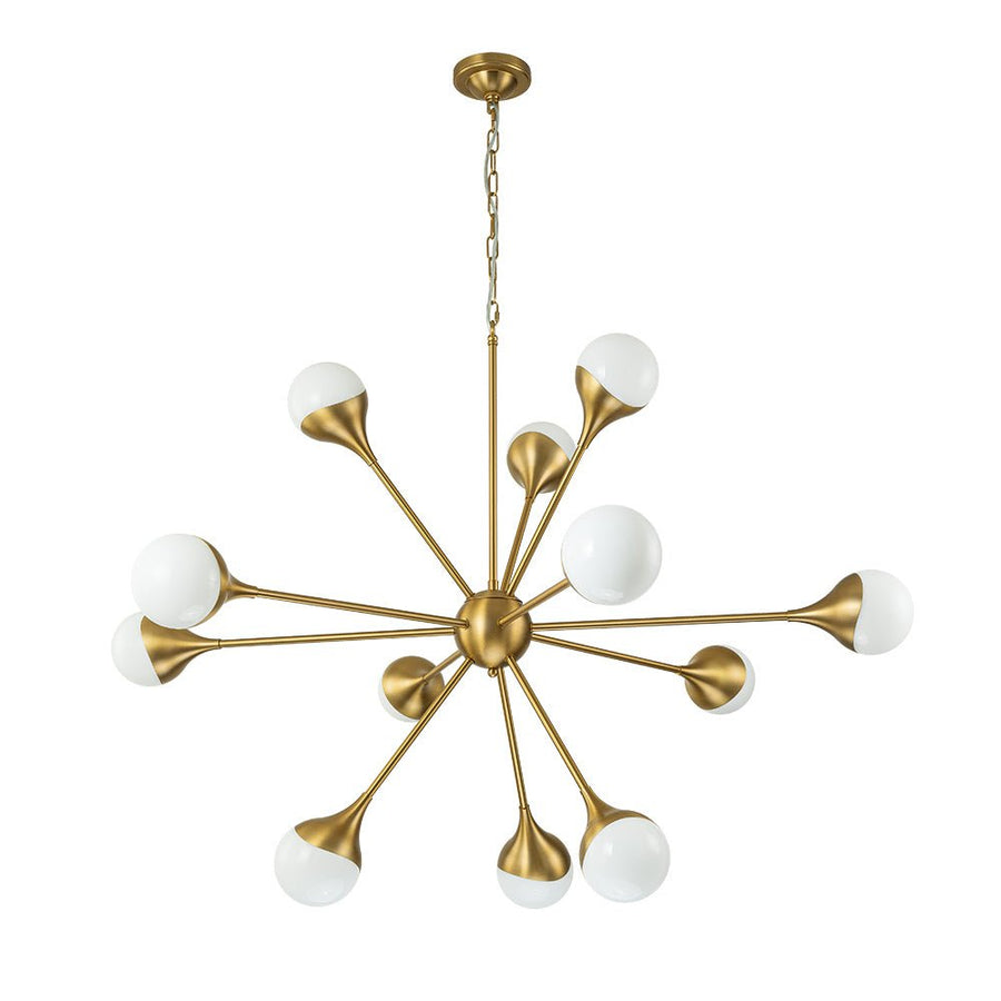 Farmhouze Light-12-Light Mid-century Brass Sphere Sputnik Chandelier-Chandelier-Brass-