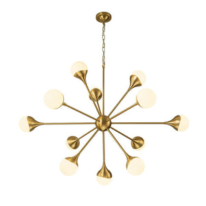 Farmhouze Light-12-Light Mid-century Brass Sphere Sputnik Chandelier-Chandelier-Brass-