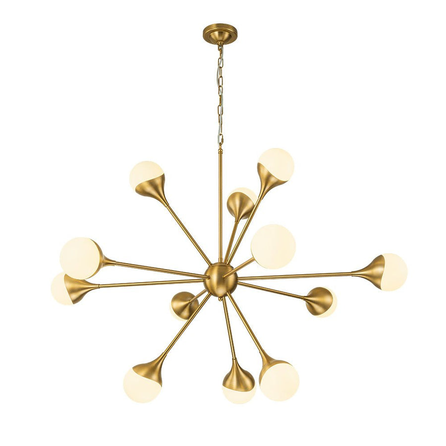 Farmhouze Light-12-Light Mid-century Brass Sphere Sputnik Chandelier-Chandelier-Brass-