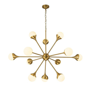 Farmhouze Light-12-Light Mid-century Brass Sphere Sputnik Chandelier-Chandelier-Brass-