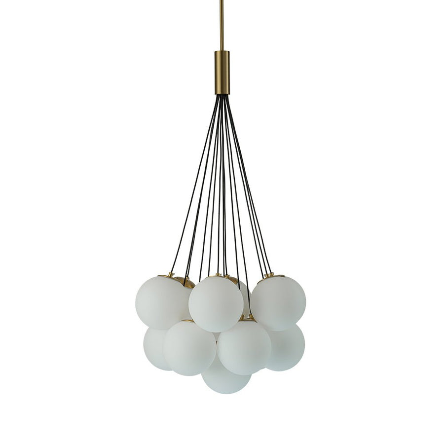 Farmhouze Light-13-Light Cluster Bubble Frosted Glass Globe Chandelier-Chandelier-Brass-