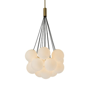 Farmhouze Light-13-Light Cluster Bubble Frosted Glass Globe Chandelier-Chandelier-Brass-